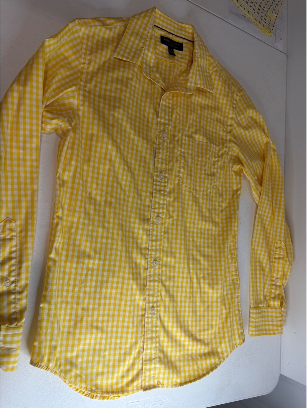 Banana Republic Men's Slim Fit Yellow Gingham Dress Shirt Size Small